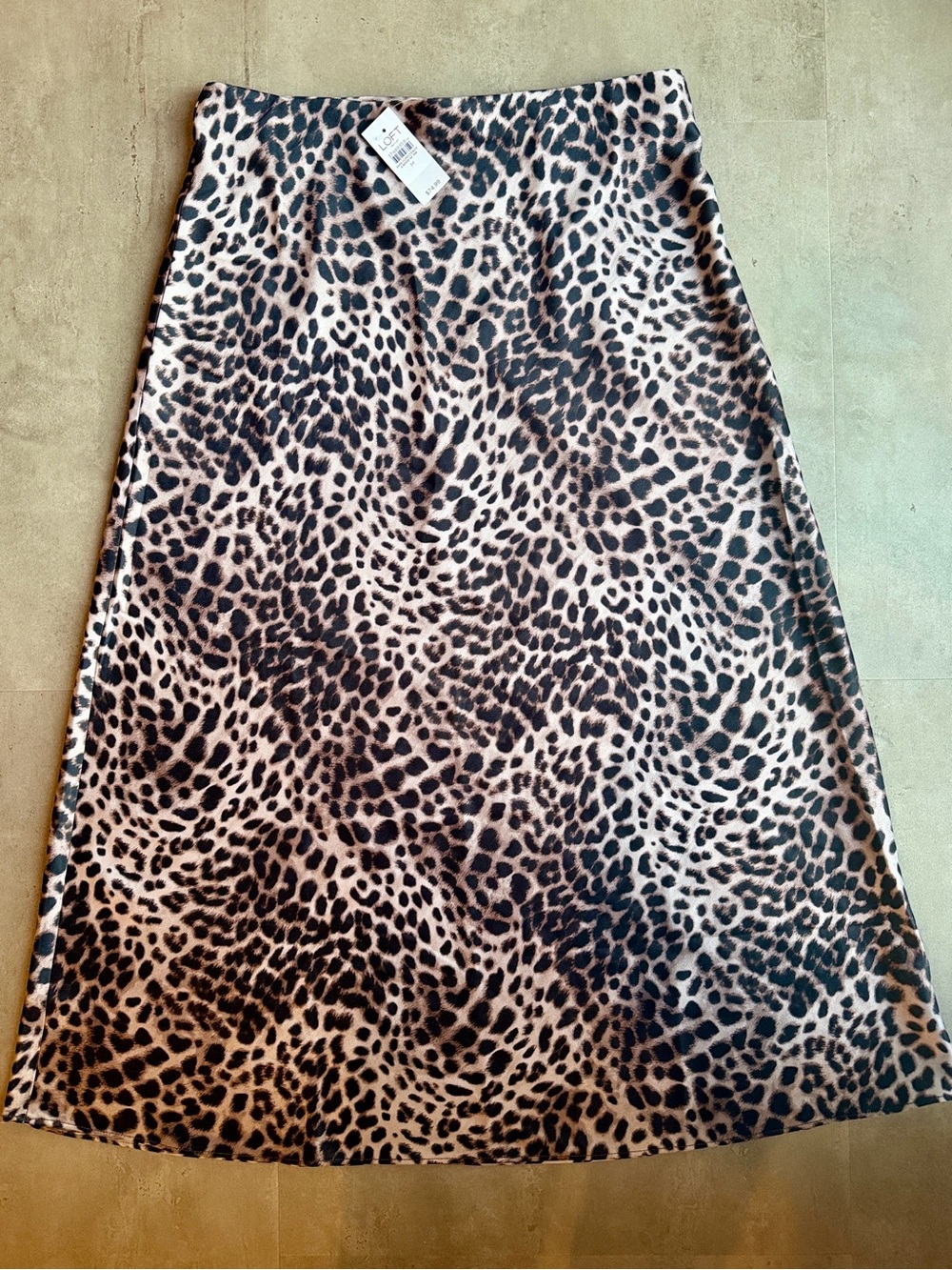 **NWT** LOFT Leopard Print A-Line Midi Skirt - Black and Cream, Sz M